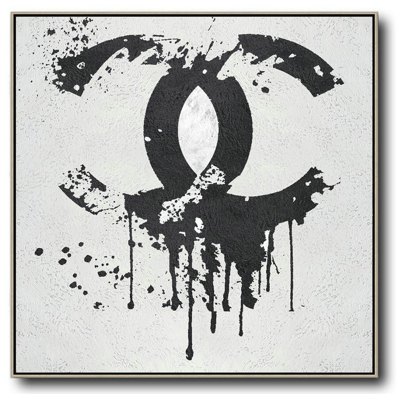 Extra Large Abstract Painting On Canvas,Oversized Minimal Black And White Painting - Contemporary Abstract Painting